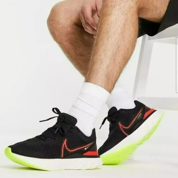 14 MEN'S NIKE REACT INFINITY RUN FLYKNIT 3 BLACK SIREN RED DH5392-007 - Picture 1 of 11